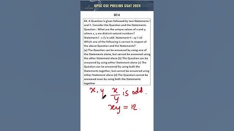 UPSC CSE Prelims - CSAT 2024 Q.64. A Question is given  #upscaptitude #upsccsat