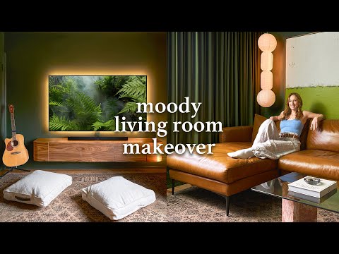 Moody living room makeover video: a bright living room transformed into a dark, cozy space start to finish