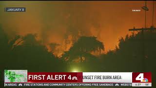 Evacuation warnings issued for Sunset Fire burn area