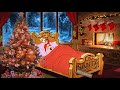 CHRISTMAS 🎅 Oldies playing in another room w people chatter + cozy fireplace Ambience ❄️ 1 HOUR ASMR