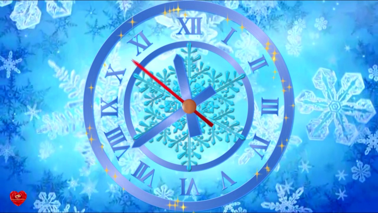 Видео на 12 часов. Сказочные новогодние часы. Новогодний циферблат со стрелками. Часы Снежинка. Новогодние часы фон.