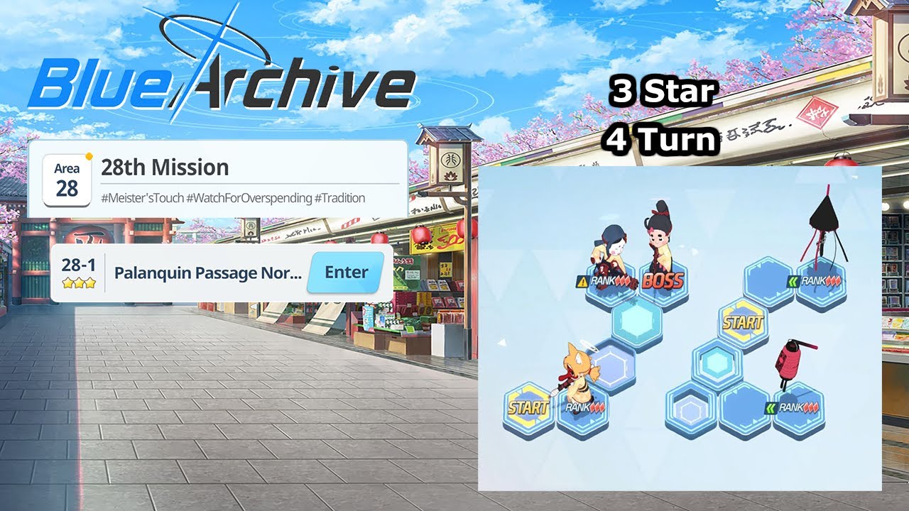 Blue Archive Global - Story Stage Normal 28-1 (3 Star & 4 Turn Clear)
