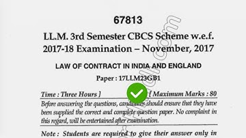 2017 Mdu LLM 3rd Sem Law of Contract In India & England Question Paper