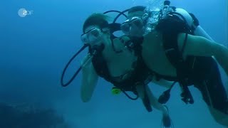 Scuba Diving Couple Explore Coral Reef