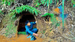 Build an underground shelter - create a fireplace, solo survival/wild food.