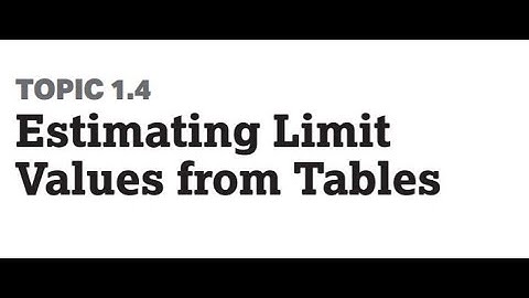 Topic 1.4:  Estimating Limit Values from Tables