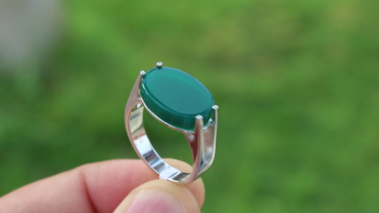 خاتم ملكي فضة لون اخضر - YouTube