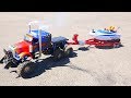 6x6x6 OPTiMUS Semi Truck Launches STREAMLINE RC THRASHER Fishing Jet Boat  | RC ADVENTURES