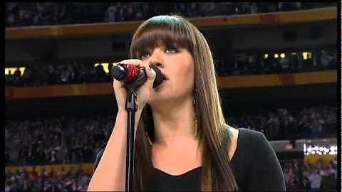 Kelly Clarkson sings National Anthem at the Super Bowl XLVI 2012