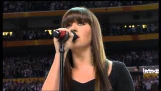 Kelly Clarkson sings National Anthem at the Super Bowl XLVI 2012