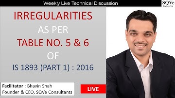 Session no. 7 : Irregularities as per Table no. 5 & 6 of IS 1893 (Part 1) : 2016 - Live Discussion
