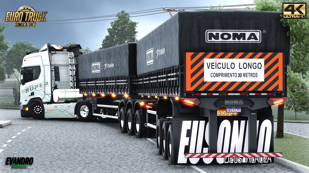 Pressão na Chuva SCANIA SUPER 540CV NOMA Titanium 30 Metros Grãos (49 t) Ets2 V1.56