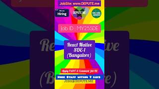 @HireStaff: React Native SDE-1 required, Bangalore #urgentjobs #urgentlyhiring #urgentvacancy #itjob