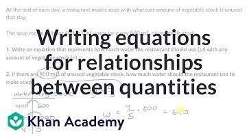 Writing equations for relationships between quantities | 6th grade | Khan Academy