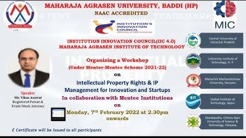 Workshop on IPR & IP Management for Innovation & Startup 07-02-2022