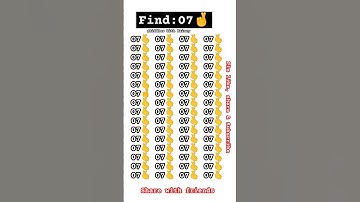Find the hidden number ?Only those with a high IQ can find 07🤞#shortsfeed#focustest#iqtest#50k#123go