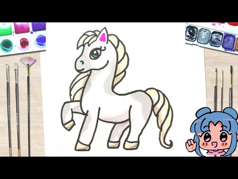как нарисовать лошадь раскраску для детей