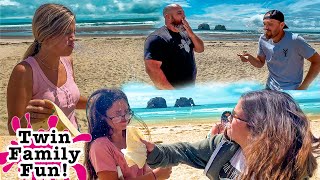 Twins Family Plays Tortilla Game at the Beach!