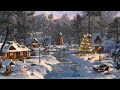 Snowy Village Ambience - Howling Wind, Relaxing Snowfall & Winter Stream