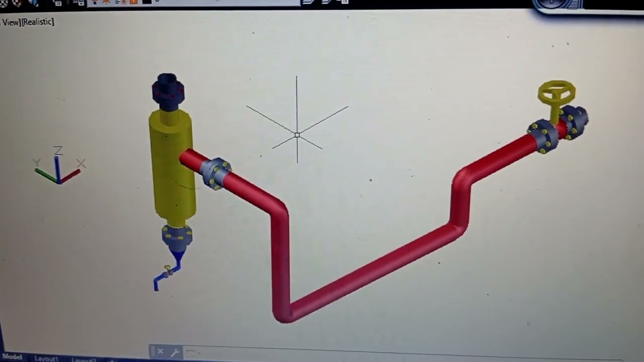 3D model of a piping system; PIPING, VESSEL AND VALVE(PVV)