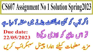 CS607 Assignment NO 1 | CS607 Assignment No 1 Solution Spring2023