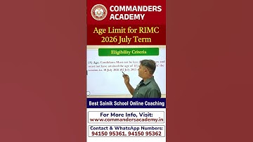 Age Limit for RIMC 2026 Term | RIMC Eligibility Criteria for RIMC July 2026 Term | Age for RIMC