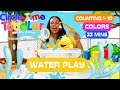 Toddler lessons  counting  learn colors  day of the week  songs for kids  water play