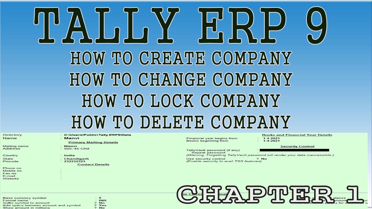 How to Create Company | Change Company | Lock Company | Delete Company