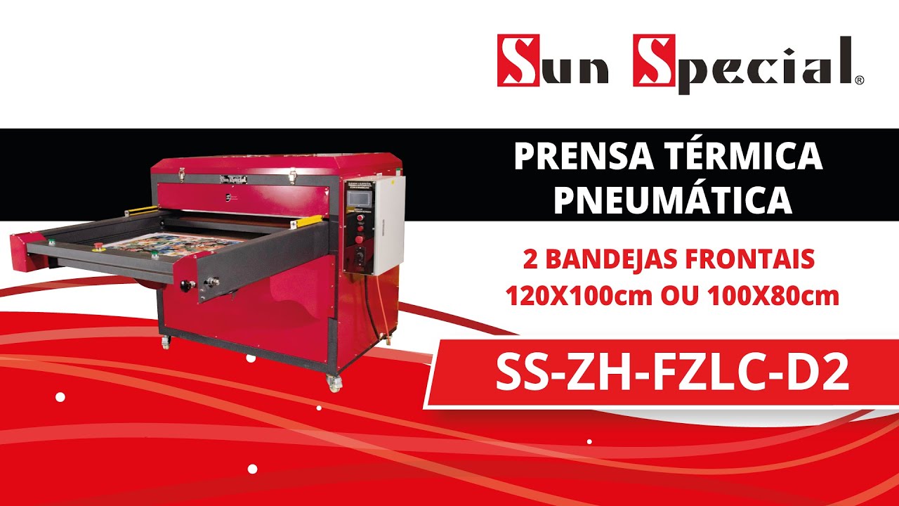 Prensa Térmica Pneumática 2 Bandejas Frontais 120x100cm ou