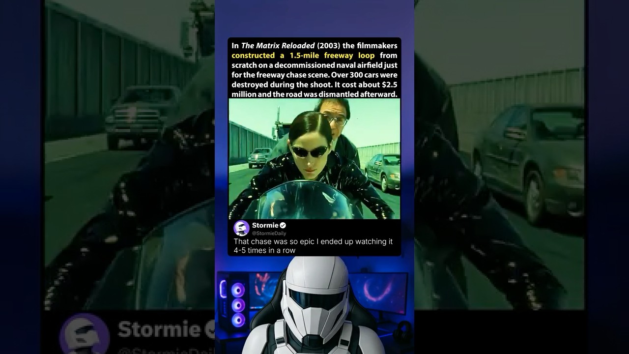 In The Matrix Reloaded (2003) a 1.5 mile freeway was built for a chase costing $2.5M