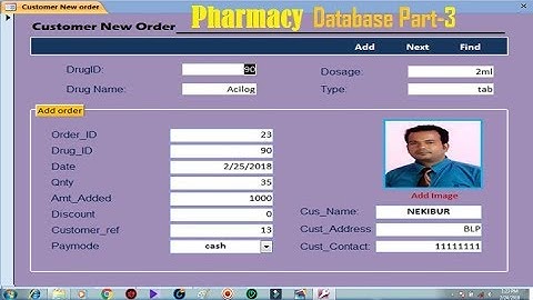 How to create Pharmacy Database in Ms Access Part - 3 | With Design Entry Form
