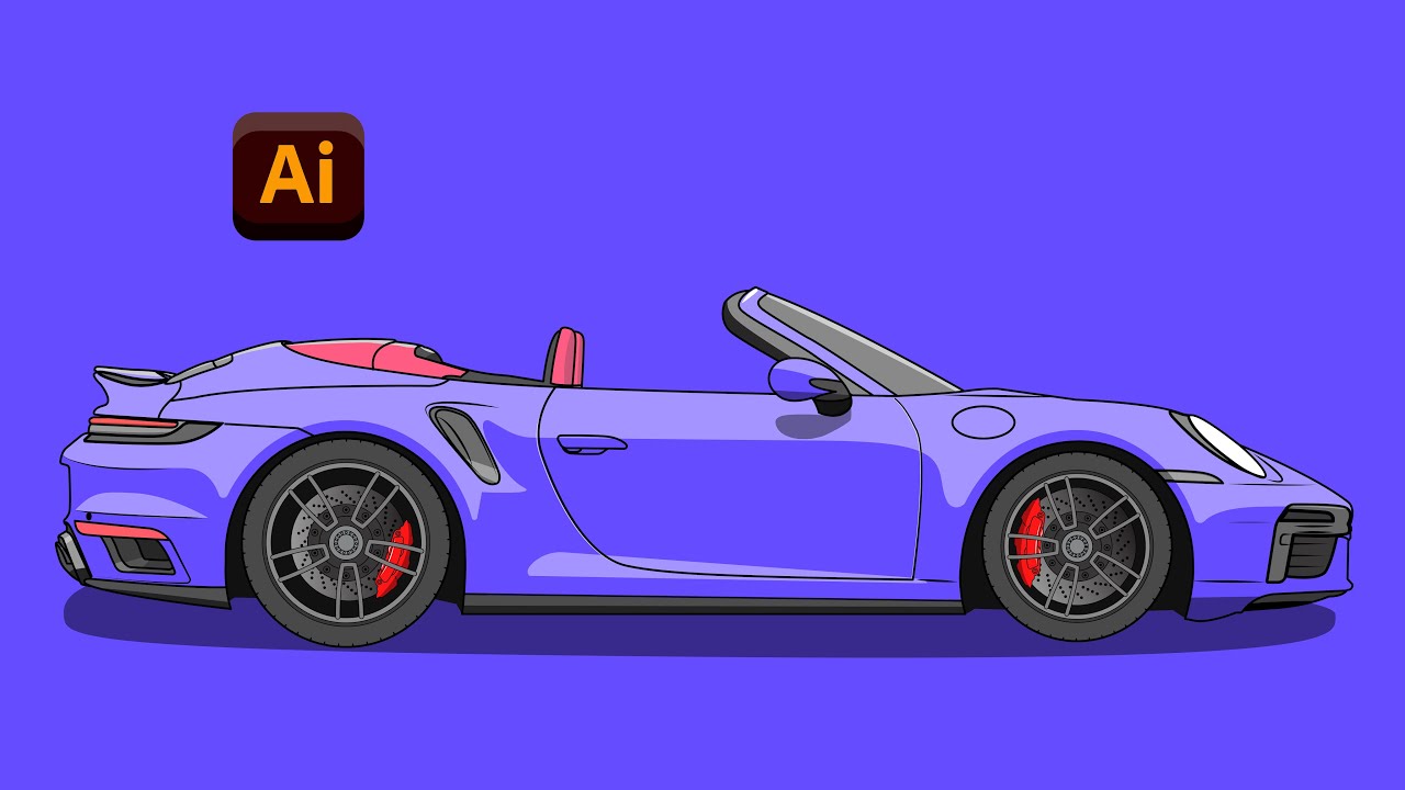 Car Vector Porsche 911 Cabriolet flat illustration - Adobe Illustrator ...