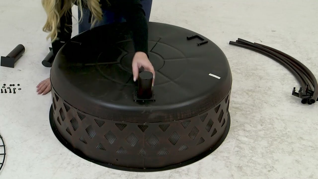 Crossweave 36 Inch Round Steel Wood-Burning Fire Pit in Bronze by