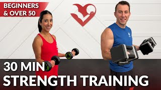 30 Min Strength Training at Home for Beginners & Over 50  Dumbbell Full Body Beginner Workout Women