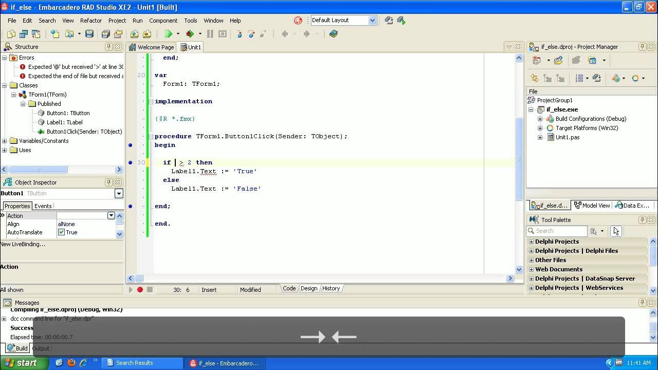 Learning to Program Delphi Tutorial If then else - YouTube