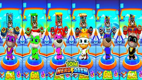 talking tom hero dash - all heroes colour full suit & saving all heroes gameplay (android, ios)