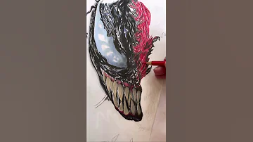Drawing VENOM vs CARNAGE Realistic [ Tom Hardy And Woody Harrelson ] #shorts
