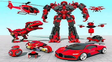 Dino Car Transform Robot Game: Flying Car Tank Godzilla Robot | Android iOS Gameplay