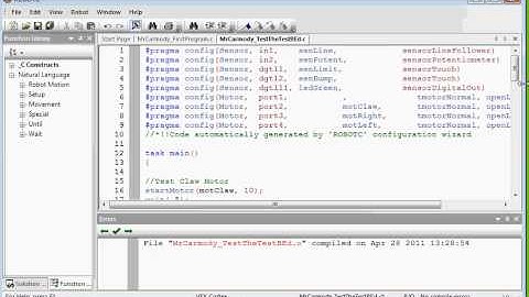GTT Vex TestBench WriteTestAllComponentsProgram