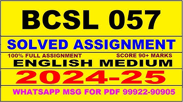 bcsl 57 solved assignment 2024-25 | bcsl 57 solved assignment in english 2025 | bcsl 57 2024-25