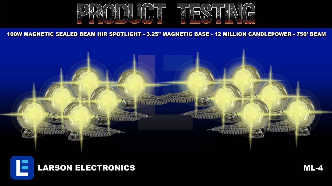 100W Magnetic Sealed Beam HIR Spotlight - 3.25" Magnetic Base - 12 Million Candlepower - 750' Beam