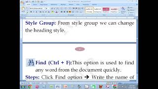 MS Word 2007 | Style Group, Find, Replace & Go To | Full Explanation with Real Examples | RYCTC