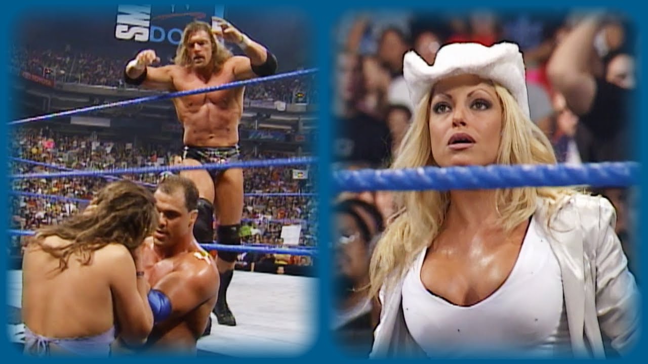 Triple H and Kurt Angle vs TA   Trish Stratus at ringside SmackDown Sep 14 2000