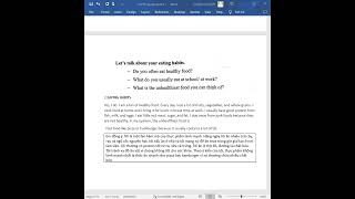VSTEP Speaking Part 1 Topic 2  Eating habits