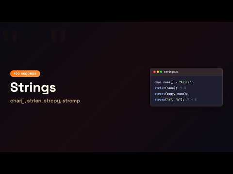 C in 100 Seconds: strlen strcpy strcmp — Strings in C | Episode 11