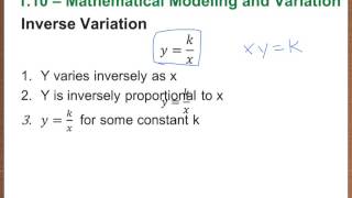 Precalc 1.10 Mathematical Modeling and Variation