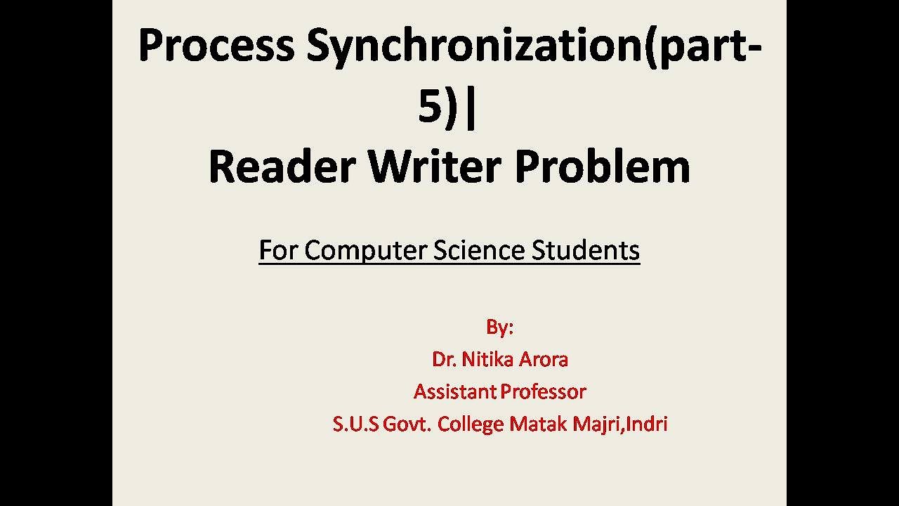 Process synchronization(part 5)| Reader Writer Problem|Operating System ...