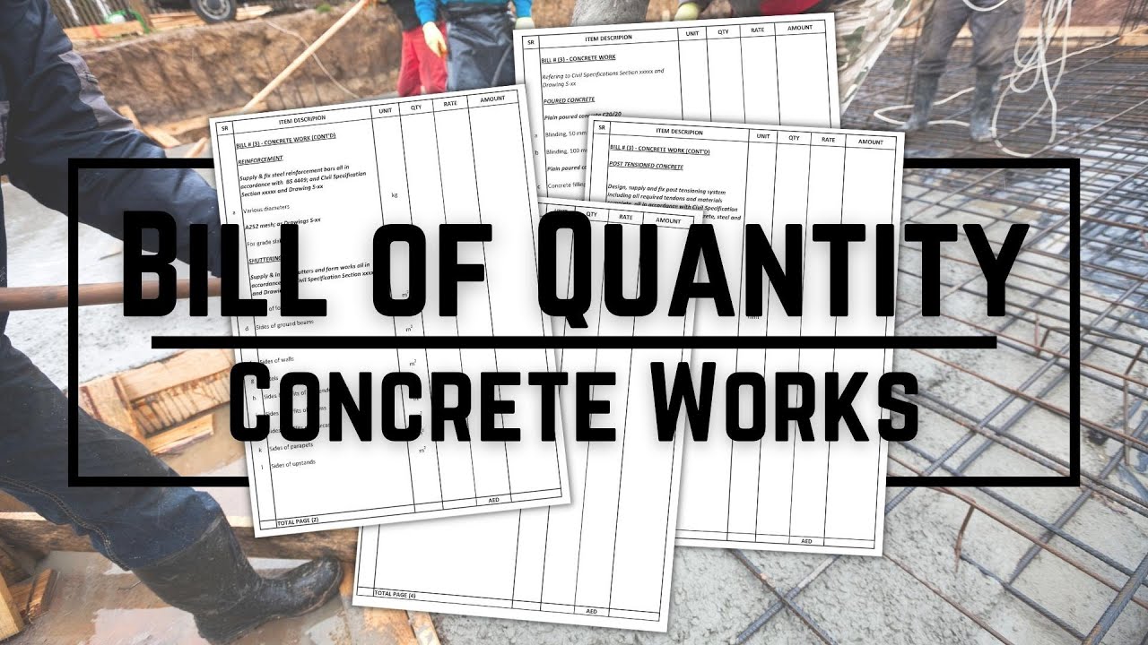 Ведомость объемов бетонных работ в строительстве