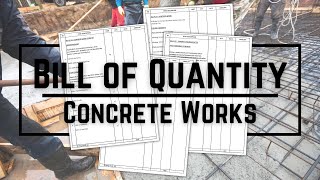 Concrete Works Bill of Quantity In Construction