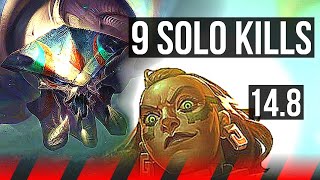 SKARNER vs ILLAOI (TOP) | 9 solo kills, 56k DMG, 18/2/6, Legendary | NA Master | 14.8